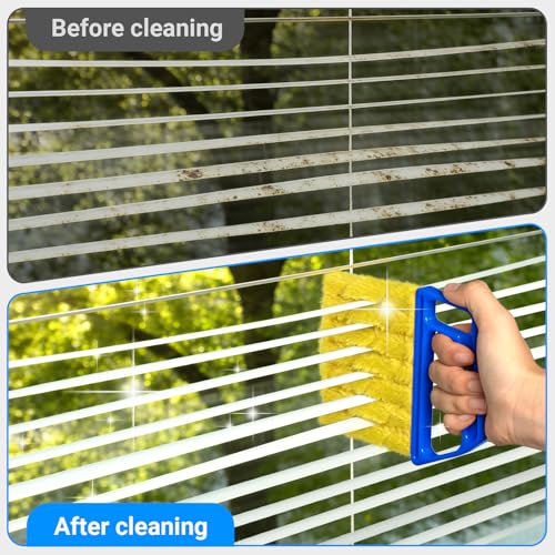 3pcs Window Blind Cleaner Duster Tool,2026 New Cleaning Tools,7 Fingers Washable Microfiber Dusters for Cleaning,Crevice Cleaning Brush, Duster for Venetian Blinds & Air Conditioner Vents（Blue - color: Blue