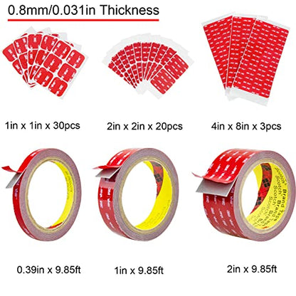 3M Double Side Tape Heavy Duty,1in x 10ft Mounting Tape Strong Adhesive Double Sided Tape Waterproof Foam Tape for LED Strip Light, Picture Hanging Strips for Wall - size: 1in X 9.85ft