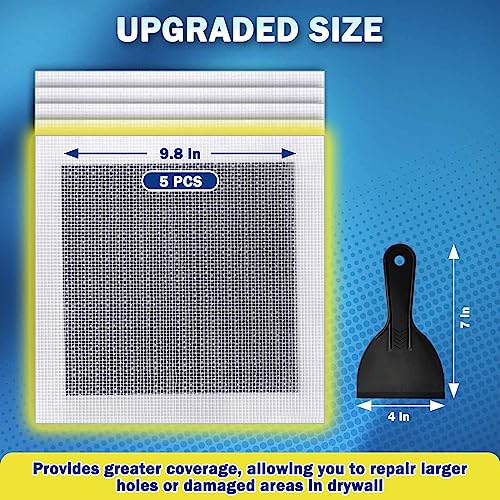 Seloom Drywall Repair Kit Upgraded Size, 10 x 10 Inch Drywall Patch Kit Large Hole, Self Adhesive Fiberglass Wall Patch Quick Repair for Damaged Drywall Ceiling - size: 10IN
