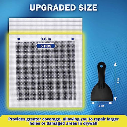 Seloom Drywall Repair Kit Upgraded Size, 10 x 10 Inch Drywall Patch Kit Large Hole, Self Adhesive Fiberglass Wall Patch Quick Repair for Damaged Drywall Ceiling - size: 10IN