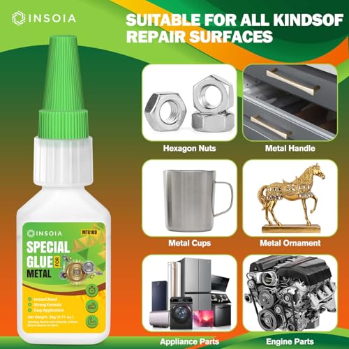Metal Glue, 20g Heavy Duty Adhesive for Metals and Other Materials Bonding, Waterproof & Fast-Drying, Super Instant Glue for Metal Repairs, Jewelry, DIY Projects, Aluminum, Steel, and More - size: 20 Grams * 1 Pack, style: Metal Glue