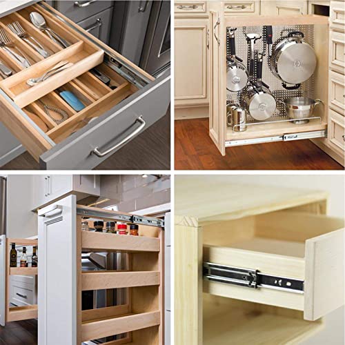LONTAN 24 Inch Soft Close Drawer Slides 1 Pair Side Mount Heavy Duty Cabinet Drawer Glides Ball Bearing Full Extension Kitchen Cabinet Rails 100 LB Capacity - color: Silver-Soft Close, size: 24 Inch - Drawer Slide
