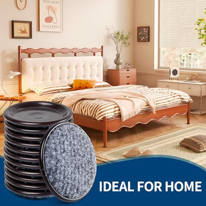 Ezprotekt 4" Round Carpet Bottom Furniture Caster Cups, 16 Pcs Reusable Furniture Coasters, Felt Furniture Sliders Pads to Protect Hardwood, Tile or Carpetd Floors from Scratches (Brown/Gray) - size: 4 inch
