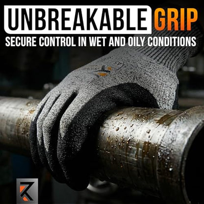 RhyneStone Level A5 Cut Resistant – Safety Work Gloves for Construction, Gardening & Sharp Material Handling - size: Medium