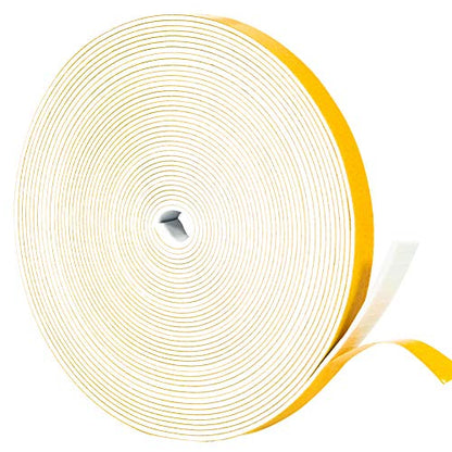 Yotache White Thin Weather Stripping 1/2" x1/16, Foam Gasket Seal Tape for Window, Sliding Door Jamb, Speaker, Dashboard, Total 33 Feet Long - size: 1/2"x1/16"x33FT