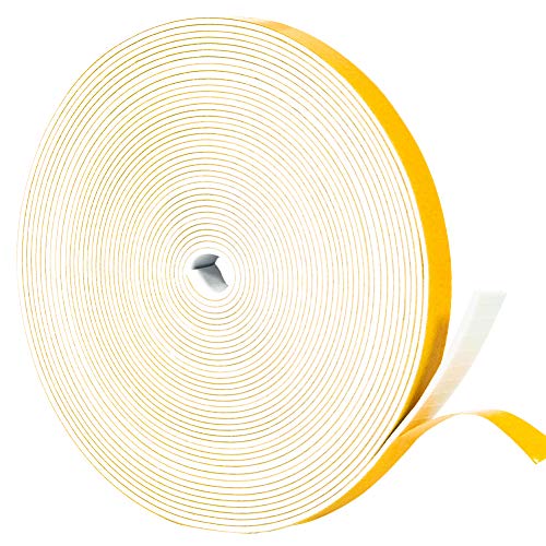 Yotache White Thin Weather Stripping 1/2" x1/16, Foam Gasket Seal Tape for Window, Sliding Door Jamb, Speaker, Dashboard, Total 33 Feet Long - size: 1/2"x1/16"x33FT