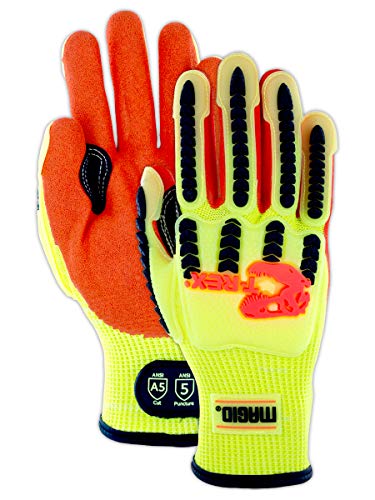 MAGID TRX540S T-REX Cut Level 4 Impact Gloves, Small, Yellow/Orange (One Pair) - size: 7/S, style: 1 Pair