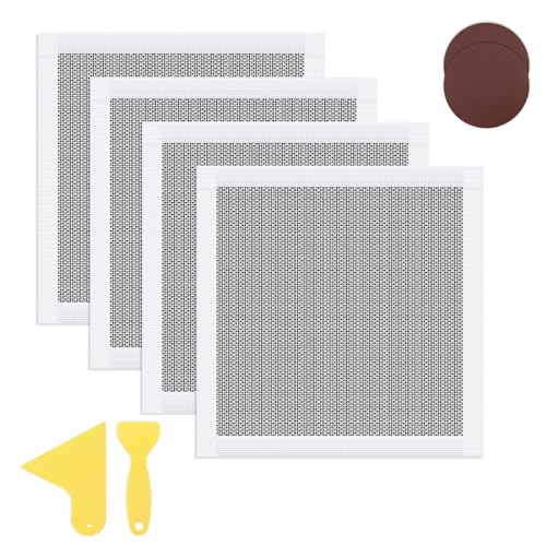 4 Pack 11.8 x 11.8in Drywall Repair Kit Self Adhesive, Fiberglass Mesh over Aluminum Sheet Drywall Patch for Wall Ceiling Large Hole Repair with 2 Sandpaper & 2 Scraper