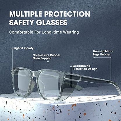 TOREGE Safety Glasses For Men,Clear Anti-Fog Anti-Blue Light Safety Goggles Scratch Resistant For Women Nurse - color: Grey