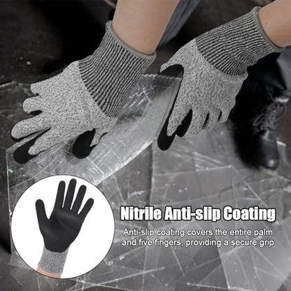 Ainiv Cut Resistant Gloves Level 5, Black Nitrile Coated Work Gloves Non-Slip Ultra-Grip for Work, Gardening, Fishing (L) - size: 1 Pair-l