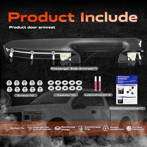 22818470 Front Right Passenger Side Armrest Repair Kit Compatible with 2010-2014 Chevy Silverado and GMC Sierra 1500 2500HD 3500HD, Designed for Door Panel with Release Handle Below Armrest, Black - color: 22818470 Black Passenger Side Armrest
