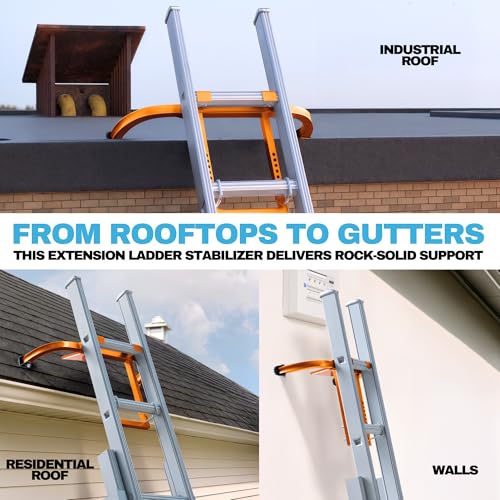 Heavy Duty Ladder Stabilizer with Tool Tray | 500 LBS Capacity, 34" Wide Steel Standoff Arms for Gutter Cleaning, Roofing & Wall Work, Fits Extension, Straight & Telescoping Ladders - Anti-Slip - color: Ladder Stabilizer with Tool Tray