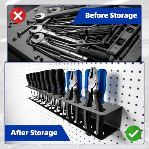 2 Pack Screwdriver Organizer Wall Mounted – Heavy Duty Rustproof Tool Organizer with Durable Design, Space-Saving Storage for Garage, Workshop, Home Workbench