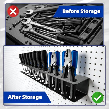 2 Pack Screwdriver Organizer Wall Mounted – Heavy Duty Rustproof Tool Organizer with Durable Design, Space-Saving Storage for Garage, Workshop, Home Workbench