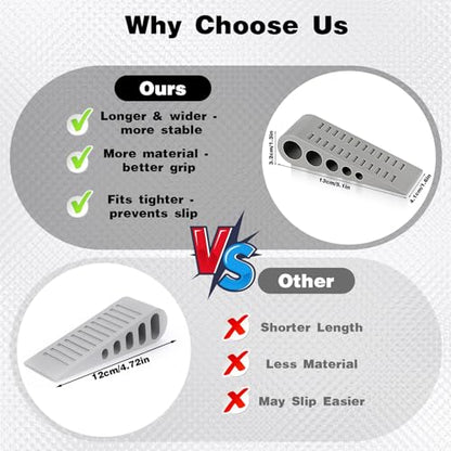 12 Pcs Rubber Door Stoppers, Extended Thickened Grey Anti Slip Door Stop Wedge with Holder No-Pinch Heavy Duty Doorstop for Home, Classroom, Office