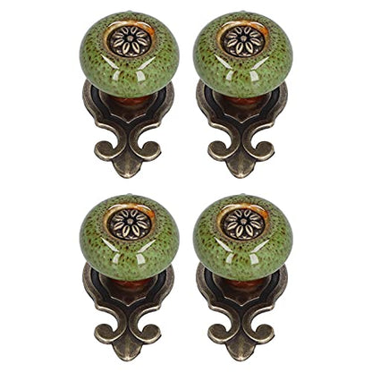 4 Set Zinc Alloy Round Cabinet Knob Drawer Pull Handle Green for Furniture Wardrobe Bathroom Hardware