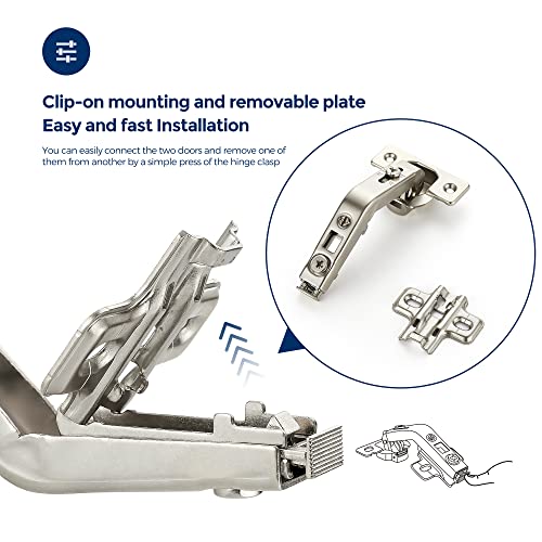 Ravinte 1 Pair 2 Pack Kitchen Cabinet Hinges, 135 Degree Kitchen Door Hinges Compatible with Lazy Susan Corner Cupboard，Full Overlay Face Frame Concealed Corner Cabinet Hardware - size: 135 Degree