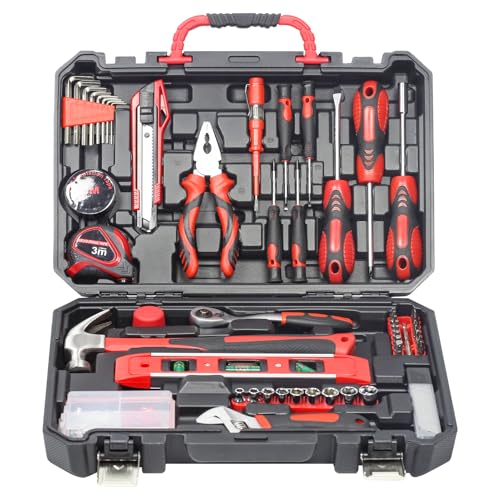 SPICIMOMO Red Home Tool Kit Set - 138 Pieces Red Tool Set, Home Tool Kit for Daily Repairing and Maintenance, Professional Tool Kit Set with Portable Storage Boxes - style: 138 Pieces Red