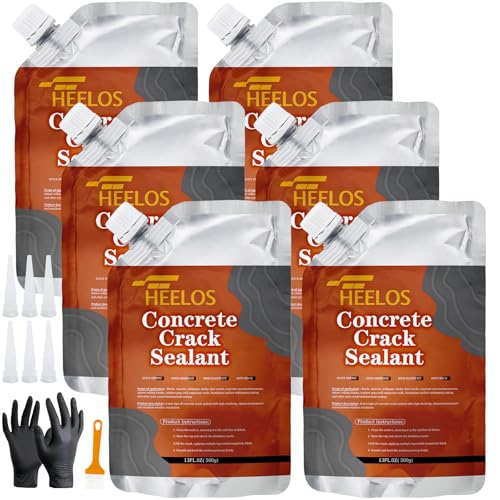 Concrete Crack Filler Self Leveling,6 Pack Slab Concrete Crack Sealant, High Elasticity Cement Crack Filler Repair Sealer, Waterproof Sealing Caulking Adhesive for Driveway, Patio, Sidewalk(Grey) - style: 6Pack-6.6LB