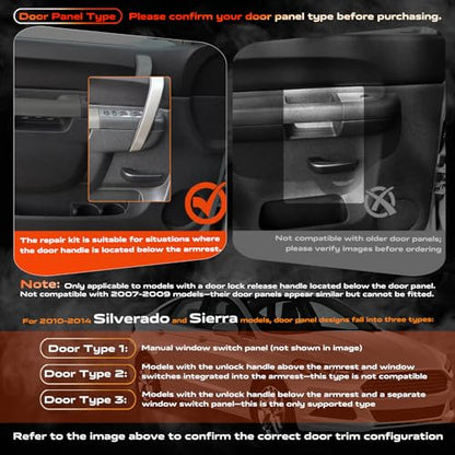 22818466 Door Panel Armrest, Front Left Driver Side Arm Rest Compatible with 2010-2014 Chevy Silverado & GMC Sierra 1500 2500HD 3500HD, Designed for Door Panel with Release Handle Below Armrest, Gray - color: Gray 22818466 Driver Side Armrest