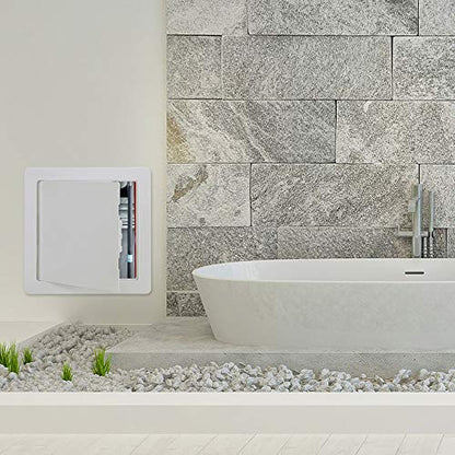 Suteck Plumbing Access Panel for Drywall Ceiling 8 x 8 Inch Reinforced Plastic Wall Access Doors Removable Hinged White - size: 8x8 Inch