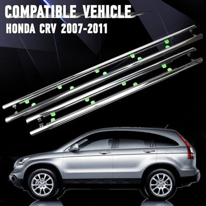 Door Window Trim Seal Weather Stripping Moulding Belt Glass Sweep Felt Kit Fit Honda CRV CR-V 2007 2008 2009 2010 2011 Replaces 72410-SWA-A01 72450-SWA-A01 72910-SWA-A01 72950-SWA-A01(Chrome) - size: Crv 2007-2011
