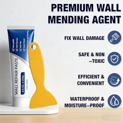 2 Pack Efficient Drywall Repair Kit with Scraper, Quick Drying Wall Repair Paste for Wall Holes, Cracks, Scratches and Graffiti for Holes Cracks Scratches Home DIY Use