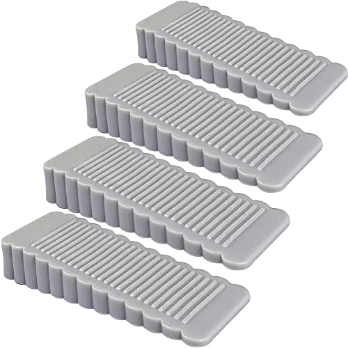 4 Pack Grey Rubber Door Stopper Wedge Sturdy Door Stop Stackable Anti Slip Heavy Duty Silicone Doorstop for Floor Patio - color: Grey-4pcs