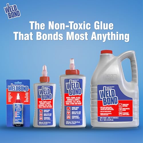 Weldbond Multi-Surface Strong Glue – Fast Drying Glue for Wood, Tile, Ceramic, Pottery, Glass, Metal & More – Heavy Duty Adhesive for Mosaic, Crafts, Wood Working & Repairs – 14.2oz (420ml) 1 Pack - size: 1-Pack