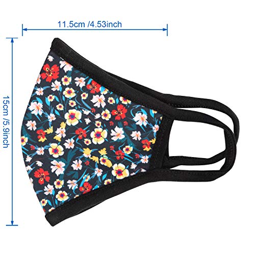 3 Pack Floral Dust Mouth Face Mask - Inner White Cotton - Dustproof Saw-Dust Washable - Reusable Comfy - Cotton Protective Breathable Soft Warm Windproof Face Protection for Man and Woman - color: 3 Pcs Mini Floral