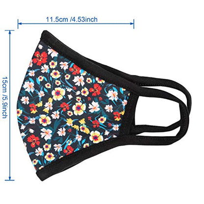 3 Pack Floral Dust Mouth Face Mask - Inner White Cotton - Dustproof Saw-Dust Washable - Reusable Comfy - Cotton Protective Breathable Soft Warm Windproof Face Protection for Man and Woman - color: 3 Pcs Mini Floral