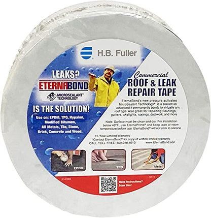 EternaBond RoofSeal Black 4" x50' MicroSealant UV Stable RV Roof Seal Repair Tape | 35 mil Total Thickness - EB-RB040-50R - One-Step Durable, Waterproof and Airtight Sealant - color: Black, size: 4" x 50'