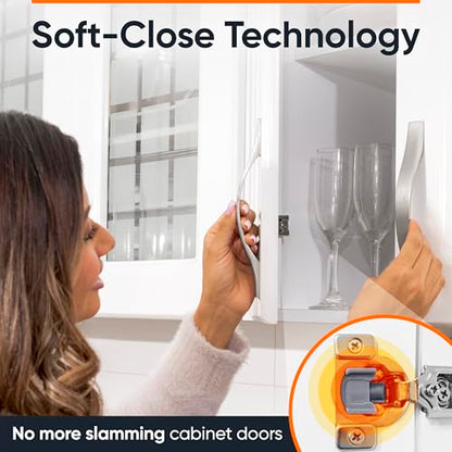 Decobasics 4 Pack Soft Close Cabinet Hinges – 3/4" Overlay for Kitchen Cabinet Doors, Face Frame Concealed Hidden Hinges – Stainless Steel, Self-Closing with 3-Way Adjustment & Slow Close Damper - size: 3/4 Inch