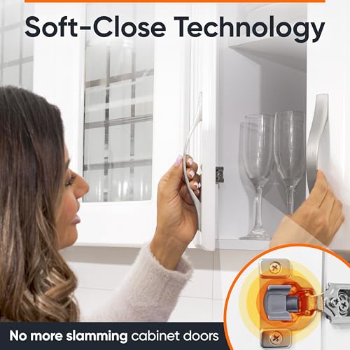 Decobasics 4 Pack Soft Close Cabinet Hinges – 7/16" Overlay for Kitchen Cabinet Doors, Face Frame Concealed Hidden Hinges – Stainless Steel, Self-Closing with 3-Way Adjustment & Slow Close Damper - size: 7/16 Inch