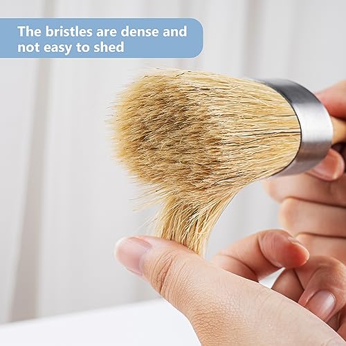 Mister Rui Chalk Paint Brush, 4 pcs Wax Paint Brush Set, Wax Brushes for Waxing and Stenciling, Natural Bristles Round Paint Brushes, Ideal for DIY Home Decor, Art Crafts - size: 4PCS, 1 Medium, 3 Small