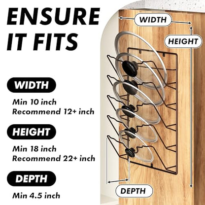 Simple Houseware Wall Door Mounted Pot Lid Rack, 9.5" Wx4.5 Dx17.2 H, Bronze Finish - color: Bronze