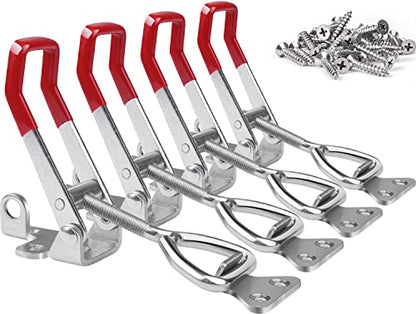 Vicuna R Heavy Duty Toggle Latch Clamp 4003, Large Adjustable Toggle Clamp Latch With Lock Hole, 1320Lbs Holding Capacity Pull Latch for Smoker Lid Jig, Tool Box Case - 4Pack (with 20PCS Screws) - style: 4003-4PK