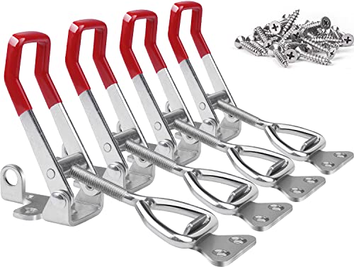 Vicuna R Heavy Duty Toggle Latch Clamp 4003, Large Adjustable Toggle Clamp Latch With Lock Hole, 1320Lbs Holding Capacity Pull Latch for Smoker Lid Jig, Tool Box Case - 4Pack (with 20PCS Screws) - style: 4003-4PK