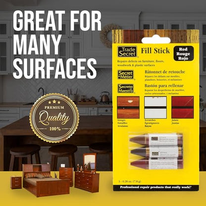 Wood Scratch Repair Fill Stick for Red Surfaces (Set of 3), Great for Touch-Ups and Repairs on Hardwoods Floors, Furniture, Cabinets and Plastic Surfaces. - color: Red Tones