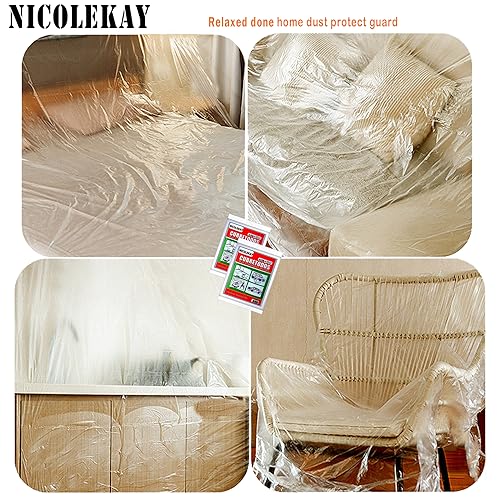 Painter Plastic Drop Cloths Sheet, Waterproof Anti-dust Furniture Cover, 9x12 Feet Disposable Tarp for Painting and Couch Cover 5 Piece - size: 9X12Ft