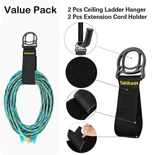 2 Set Overhead Garage Storage Rack, Heavy Duty Overhead Storage Double Hook, Ceiling Mount Hanger Safe Racks Hooks, Hanging for Lumber Ladder Storage & Other Bulky Items (Pack of 2 - Black) - size: Width 16.5in/42cm 2 Pack