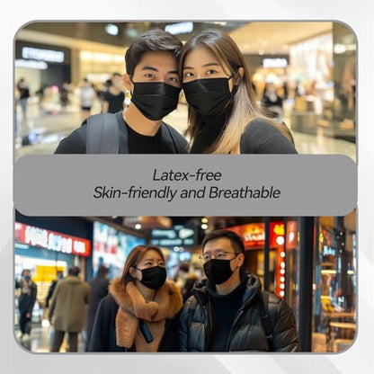 Jointown Disposable Face Mask - 3 Ply Protection Face Masks, 50 Pack Black - color: Black