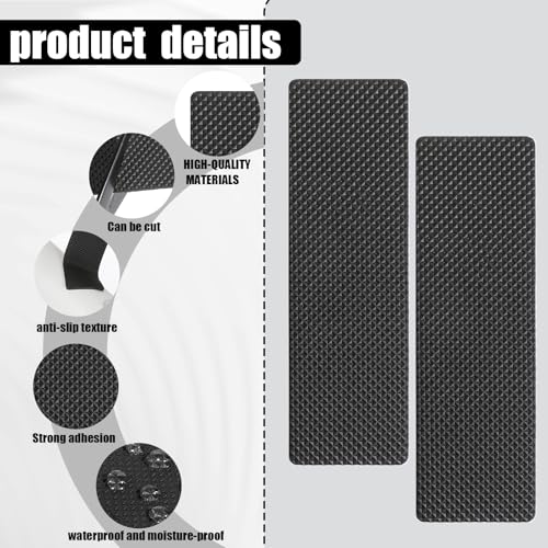 12 Pcs Non Slip Furniture Pads,Self Adhesive Rectangle Non Skid Furniture Grippers for Hardwood Floors Couch Stoppers to Prevent Sliding for Recliners Sofa Chairs(Black,5.7×1.8 in)