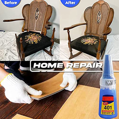 Glureo Multipurpose High-Grade Bonding Glue, All Purpose Repair Glue, 401 Instant Adhesive Super Strong Liquid Glue for Ceramic,Plastic,Wood, Metal (1PC) - color: 1pc