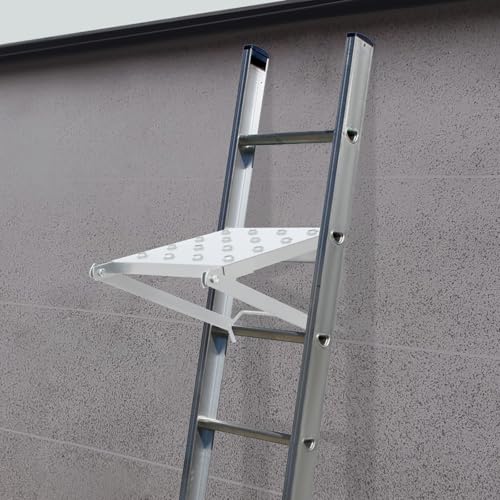 Ladder Platform & Work Platform Accessory, Anti-Slip Heavy Duty Extension Ladder Platform with 330 lbs Weight Capacity, Foldable Alloy Steel Work Tray for Painters Tools and Extension Ladder Use
