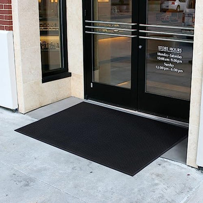 Guardian Easy Step Scraper 4X6 (45in x 69in) Indoor/Outdoor, Heavy-Duty, Solid Rubber Floor Mat,Black - size: 69"L x 45"W x 0.3"Th