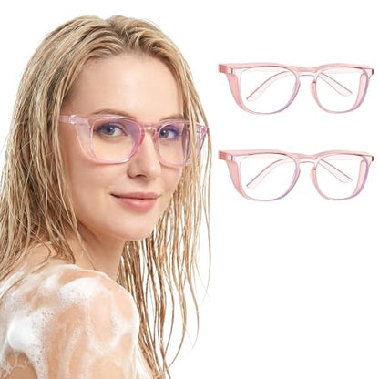 ElevateTech Safety Glasses Goggles, 2 Pcs Anti Fog Protective Eyewear Clear Eyelash Protector Shower Goggles Shield - color: Purple