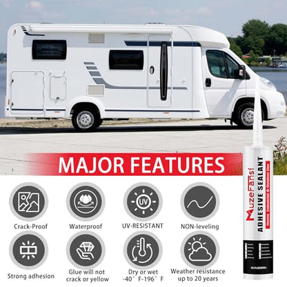 RV Roof Sealant, 4 Packs Non-Leveling Lap Sealant for RV Roofs - Non-Sag Silicone Caulk Waterproof Flexible Sealants for Campers Exterior Repairs, Trailers, Windows, Vents, White - style: 4 Packs Non Leveling