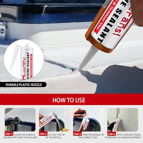 RV Silicone sealant 6Pack, Self-Leveling Lap Sealant for RV Roofs,White RV Caulking Lap Sealants for Camper Trailer Roof Window, Waterproof RV Silicone Sealants Roofing Repair Kit - style: Self Leveling 6 Packs