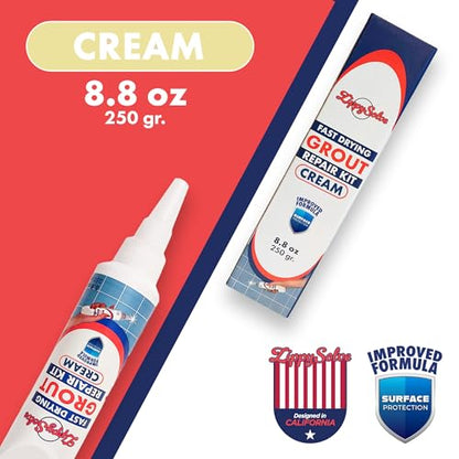 Tile Grout, Repair Kit, Restore & Renew Tile Joints Line, Fast Drying Tile Grout Paint Squeeze Tube for Bathroom Shower Kitchen Floor, Waterproof (8.8 oz, Cream) - style: Cream